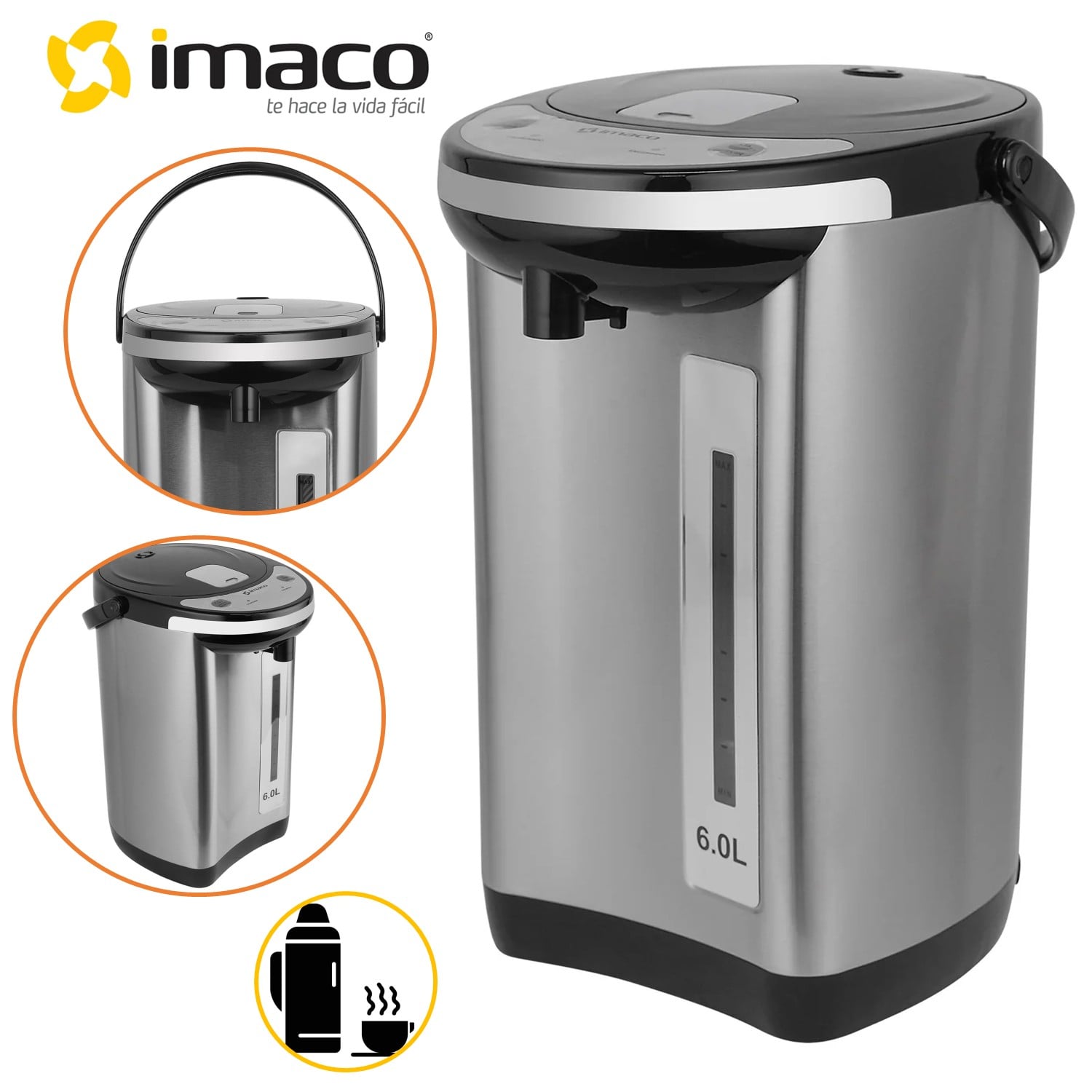 TERMO HERVIDOR IMACO 6L CON DISPENSADOR ACERO INOXIDABLE TP6075SS - 1