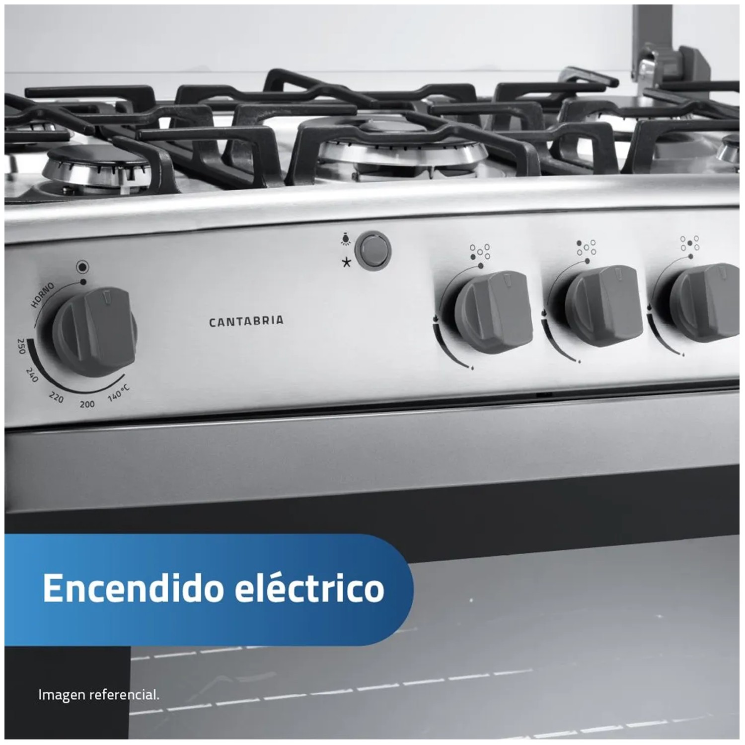 COCINA A GAS INDURAMA 5 HORNILLAS CANTABRIA QZ CROMA - 4