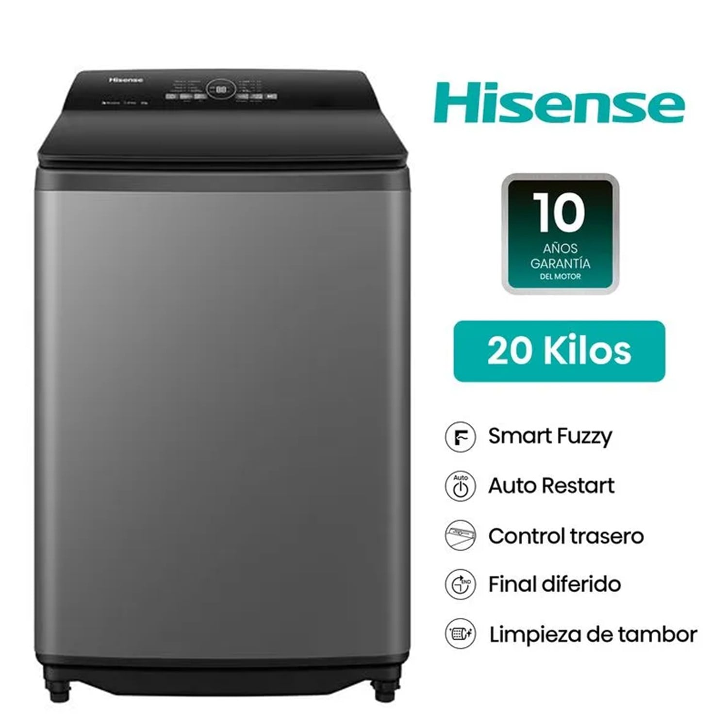 LAVADORA HISENSE 20KG CARGA SUPERIOR WT3I2023UT GRIS - 1