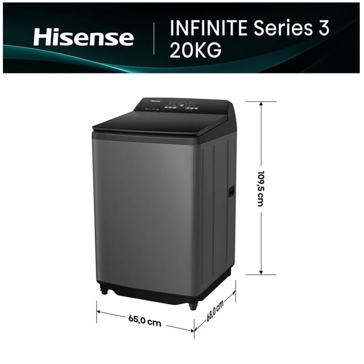 LAVADORA HISENSE 20KG CARGA SUPERIOR WT3I2023UT GRIS - 5