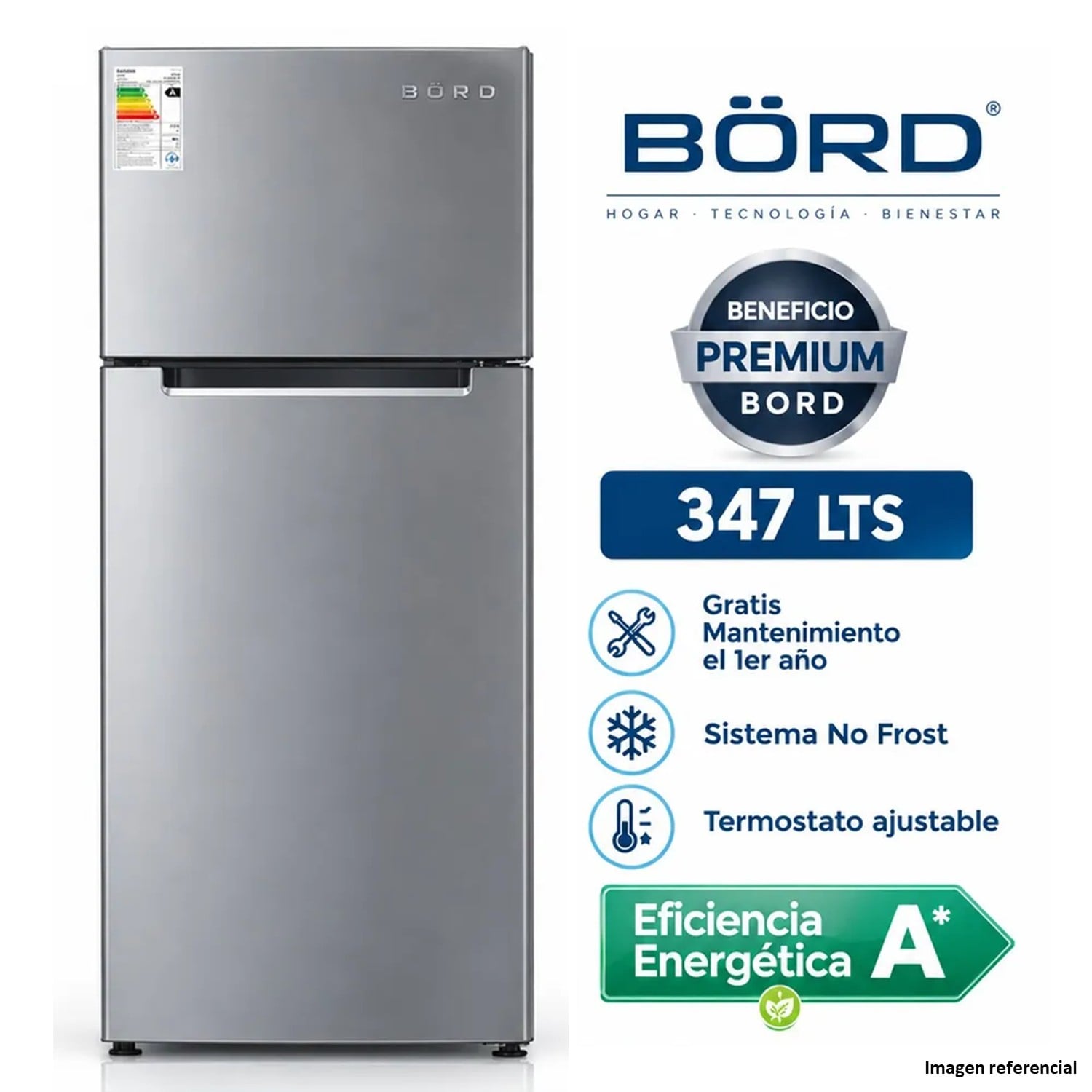 REFRIGERADORA BORD 347LT NO FROST TOP MOUNT RE340NFI-H - 1