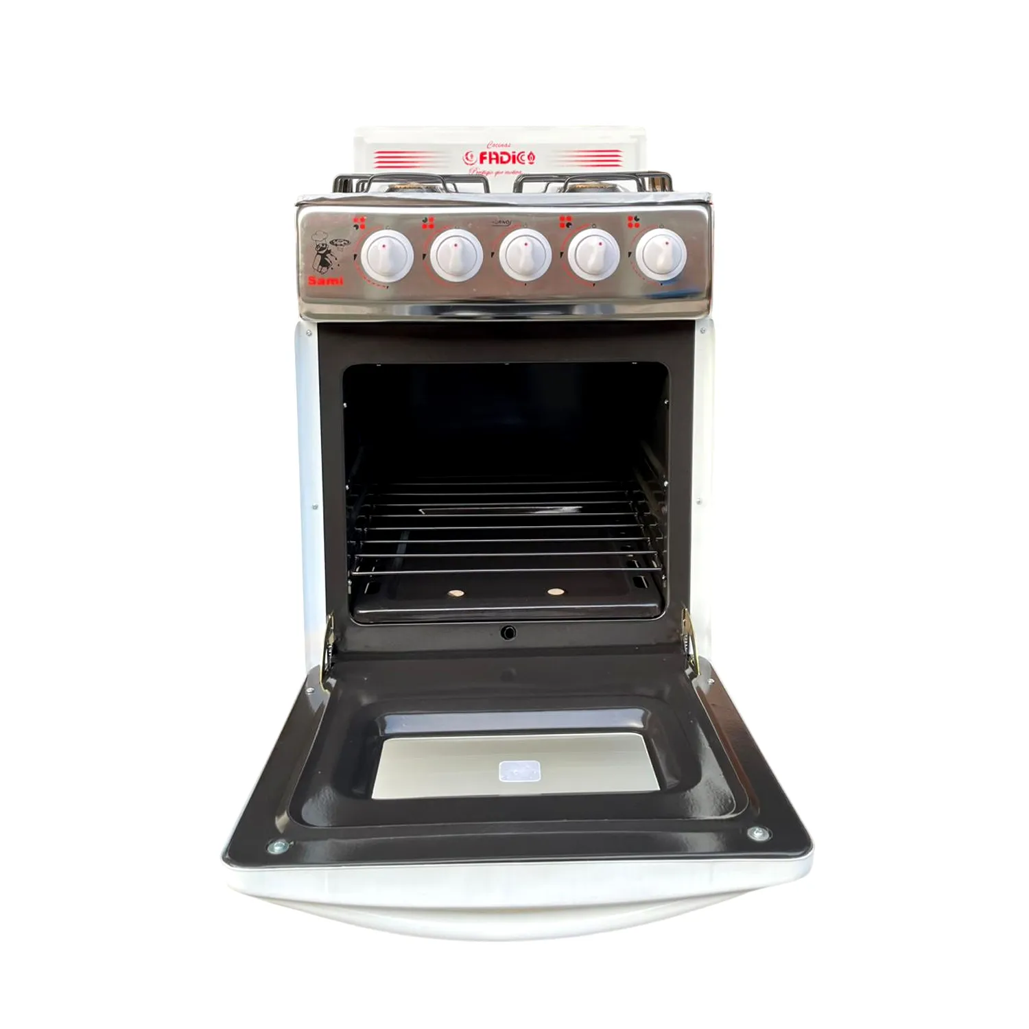 COCINA 4 HORNILLAS FADIC CON RESPALDAR Y HORNO 20 4H BLANCO +PROTECTOR SAMI - 4