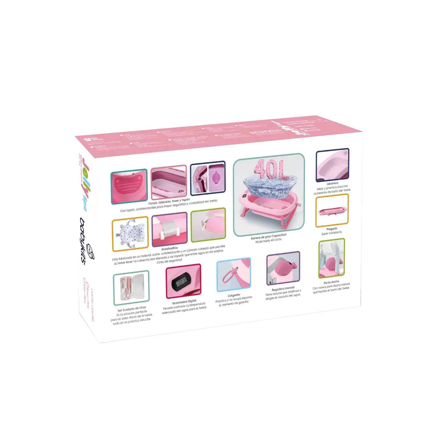 TINA BAÑERA PLEGABLE JELLY SPA CON TERMÓMETRO ROSADO 2025 - 5