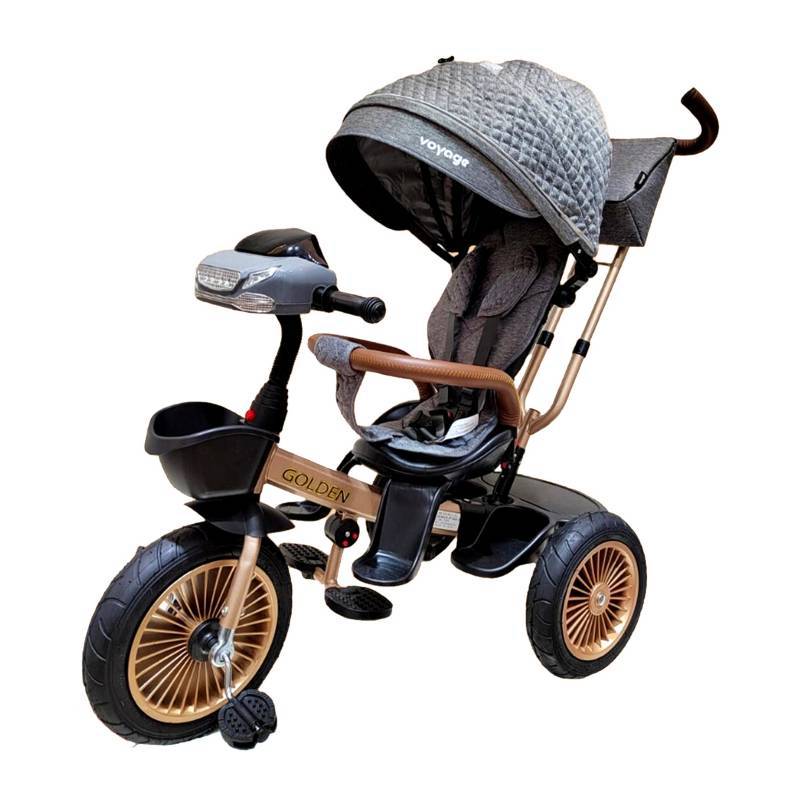 TRICICLO ASIENTO GIRATORIO VOYAGE GOLDEN CON TELA UV GRIS - 2