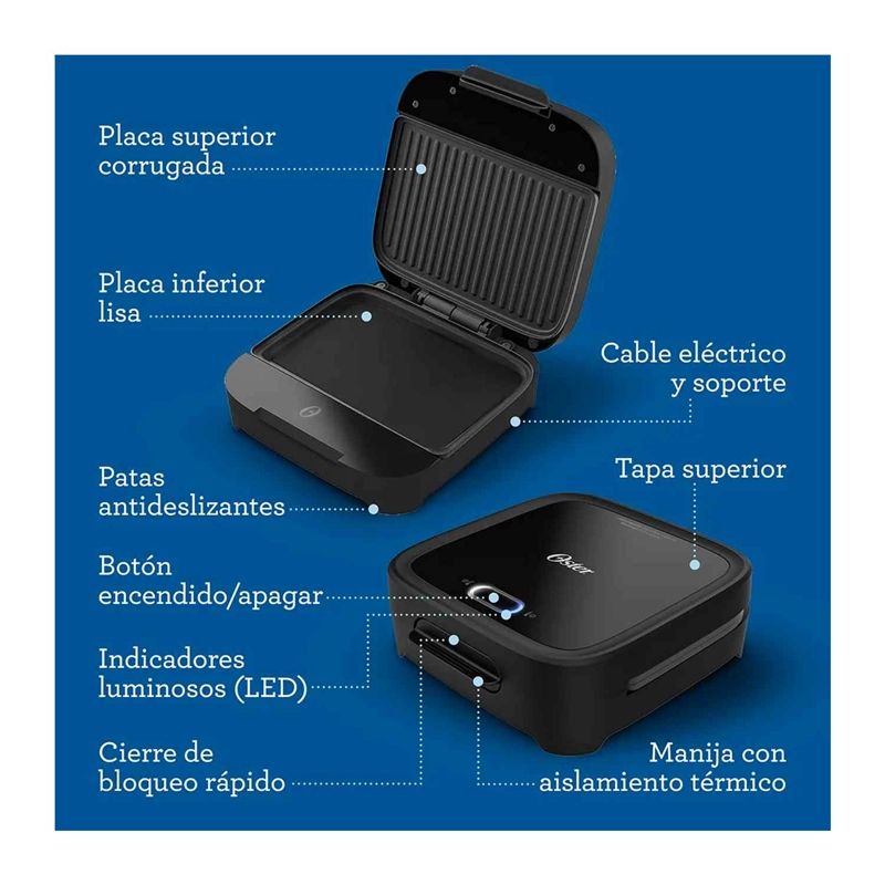 SANDWICHERA COMPACTA OSTER CKSTSM400 NEGRO - 5