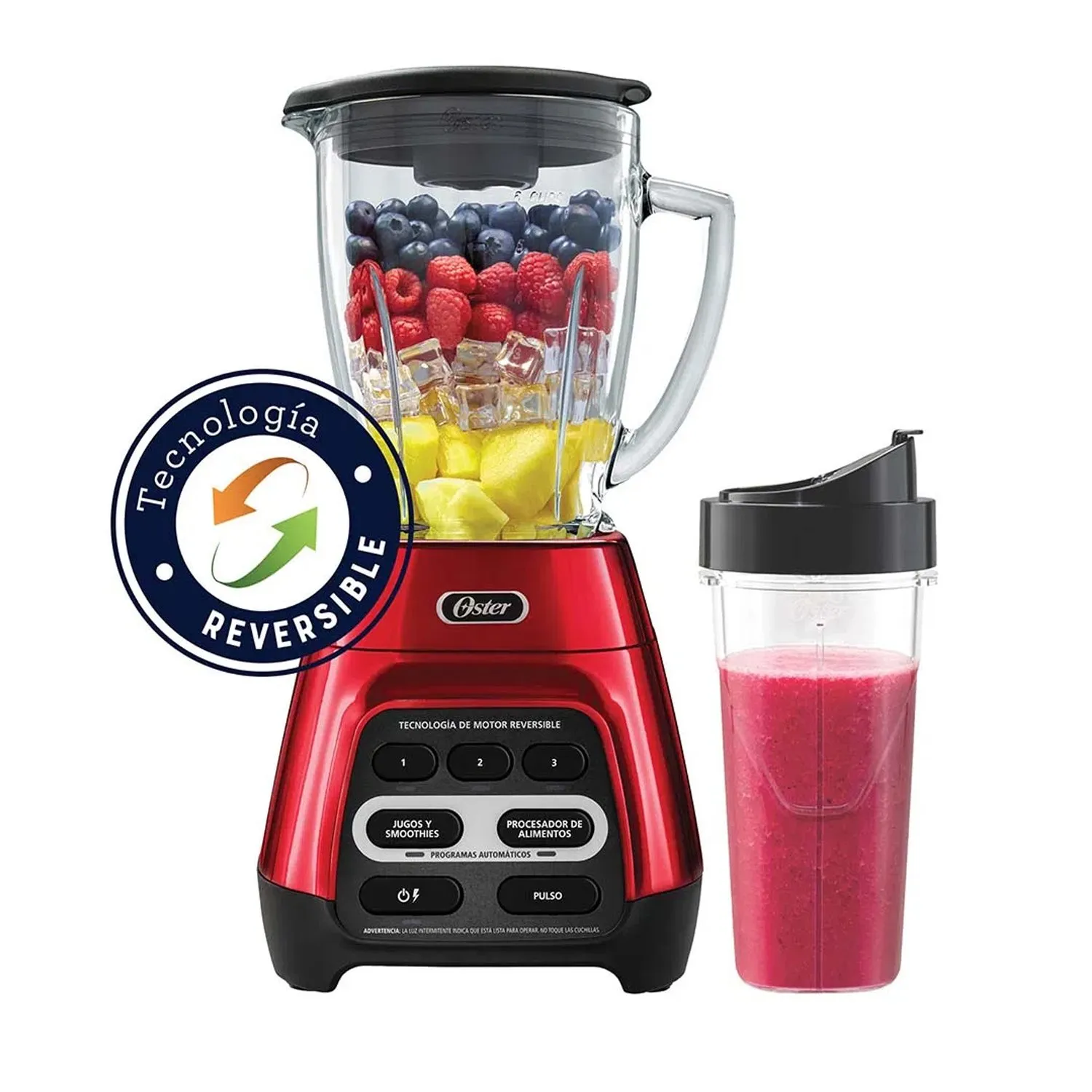 LICUADORA OSTER TECNOLOGÍA REVERSIBLE Y VASO BLEND-N-GO BLSTPYG1310RBG - 1