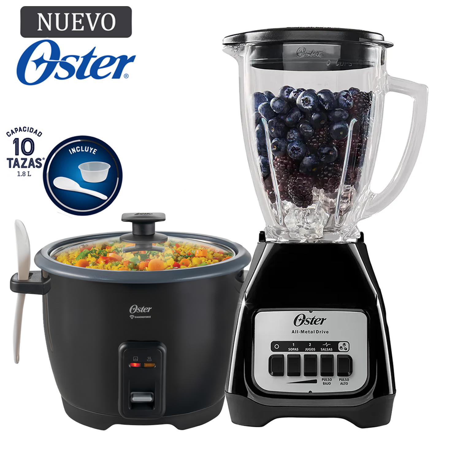 COMBO OSTER OLLA ARROCERA CKSTRCB10DFBLK + LICUADORA BLSTKAG-BPB - 1
