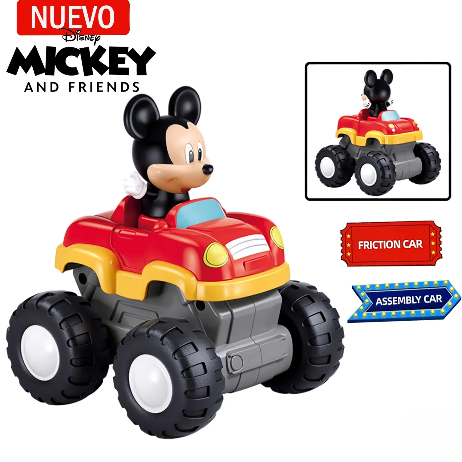 JUGUETE CAMIÓN MONSTRUO DE FRICCIÓN DE MICKEY 9 PIEZAS M38-LS003 - 1