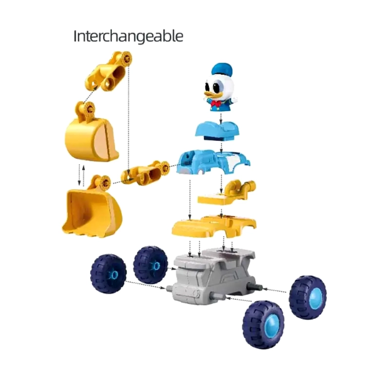 JUGUETE EXCAVADORA DE FRICCIÓN DEL PATO DONALD + CAMIÓN 2 EN 1 14 PIEZAS  M38-LS006 - 2