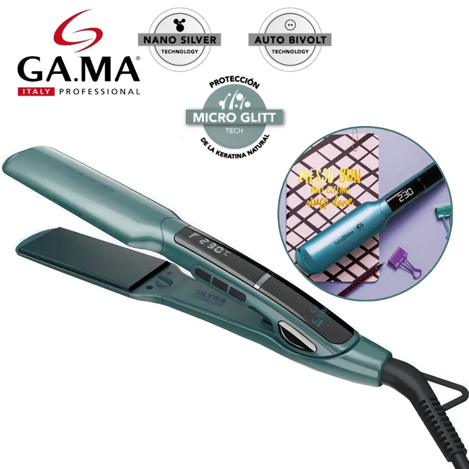 PLANCHA DE CABELLO X-WIDE GAMA 4D KERASHINE BECHS0000002129 - 1