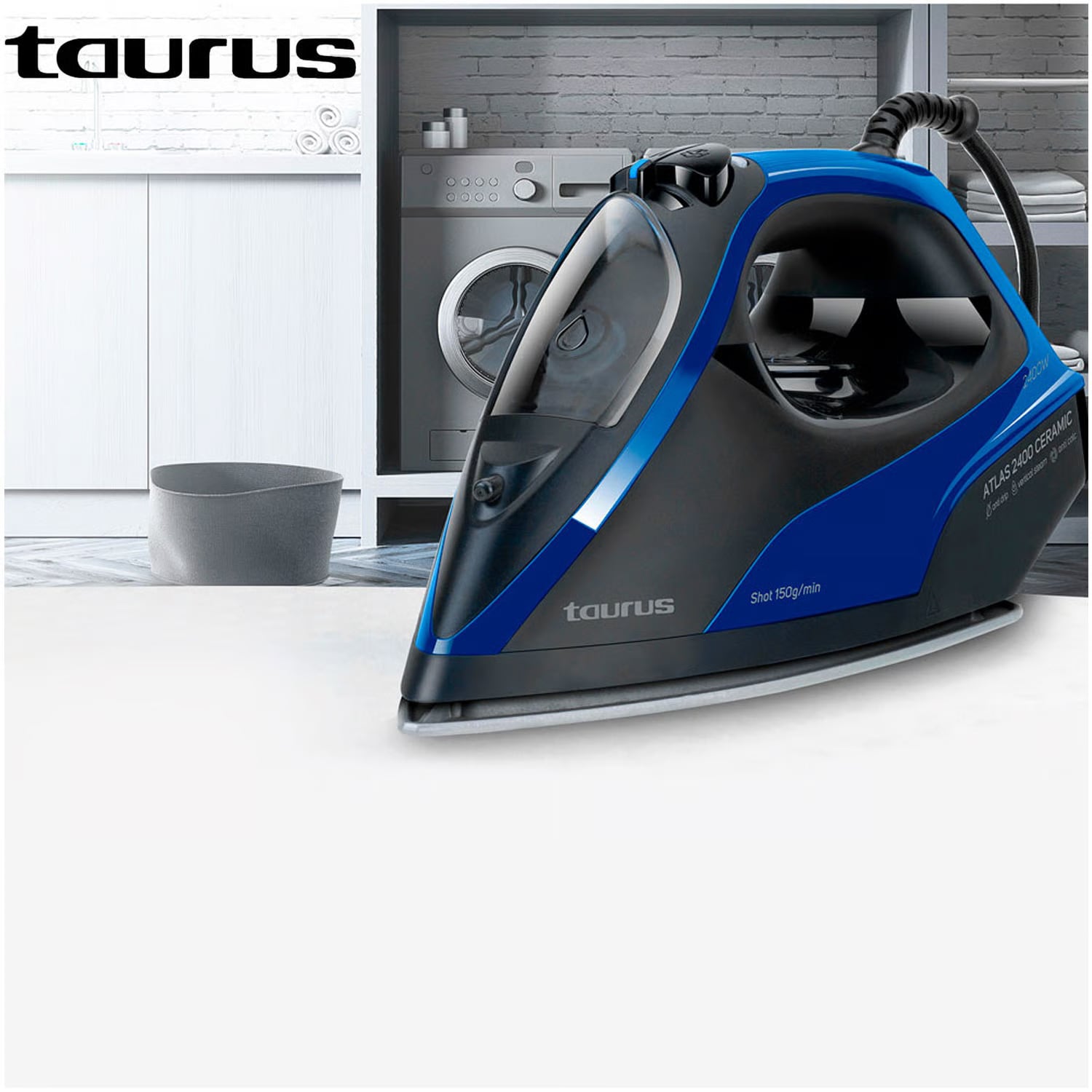 PLANCHA A VAPOR TAURUS BASE CERAMICA ATLAS 2400 AZUL - 5
