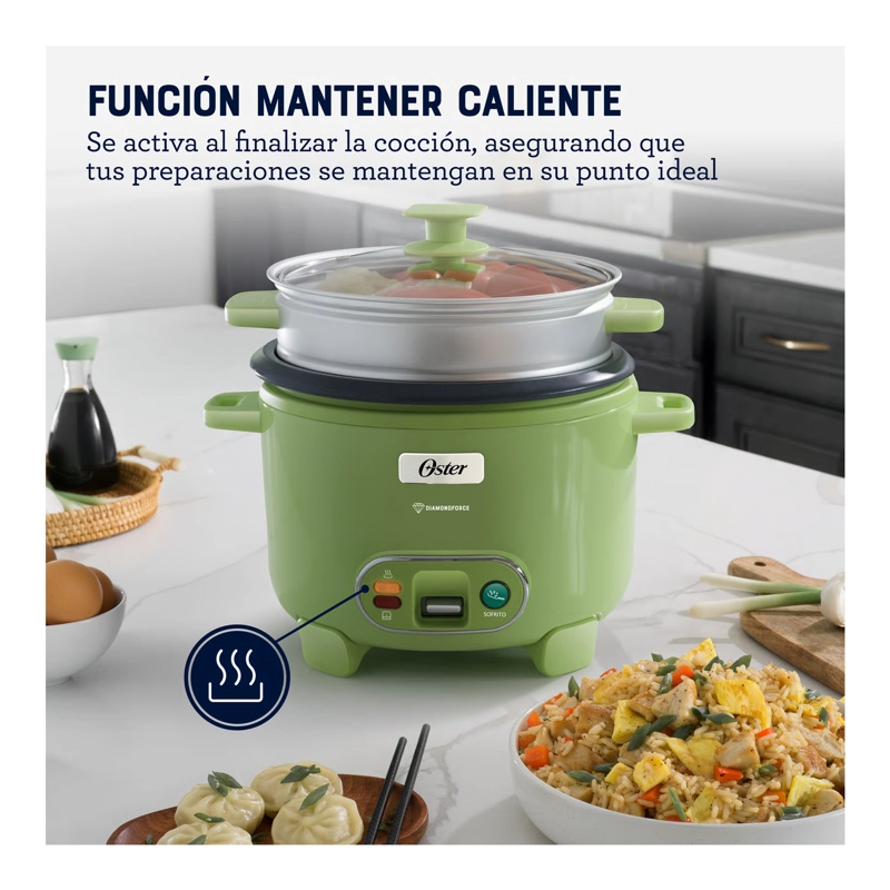 OLLA ARROCERA OSTER 1.8L 3 EN 1 FUNCIÓN DE SOFRITO CON VAPORERA CKSTRC10DFGRN VERDE - 4