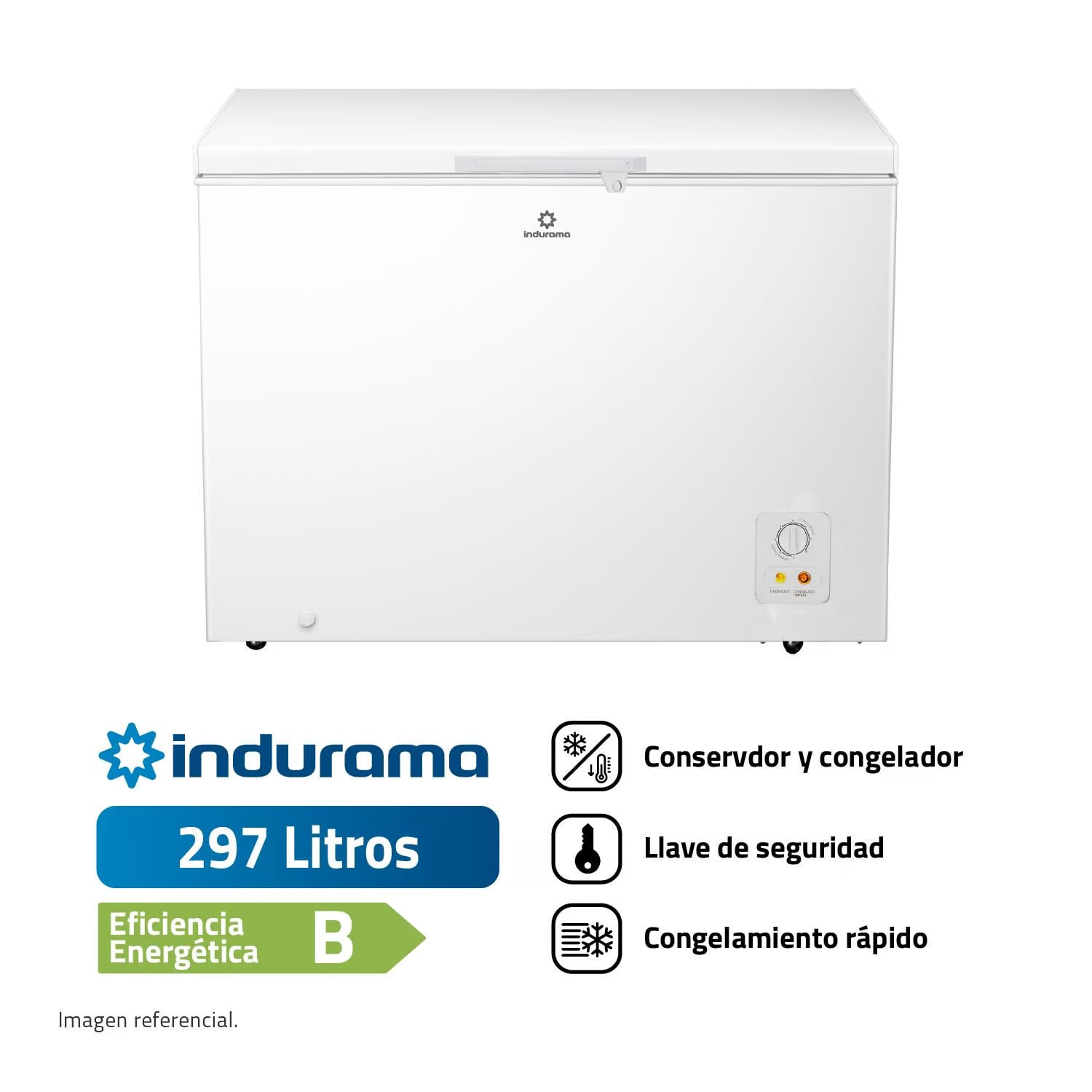 CONGELADORA INDURAMA 297L CI-320BL BLANCO - 2