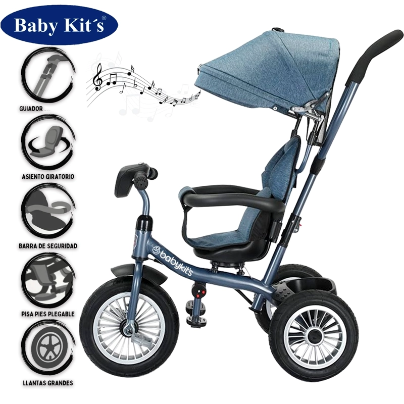 TRICICLO BABY KITS 360° MUSICAL CON LUCES 1326 AZUL - 1