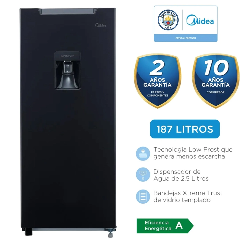 REFRIGERADORA MONOPUERTA MIDEA 187L NEGRA MDRD190ANLXW - 1