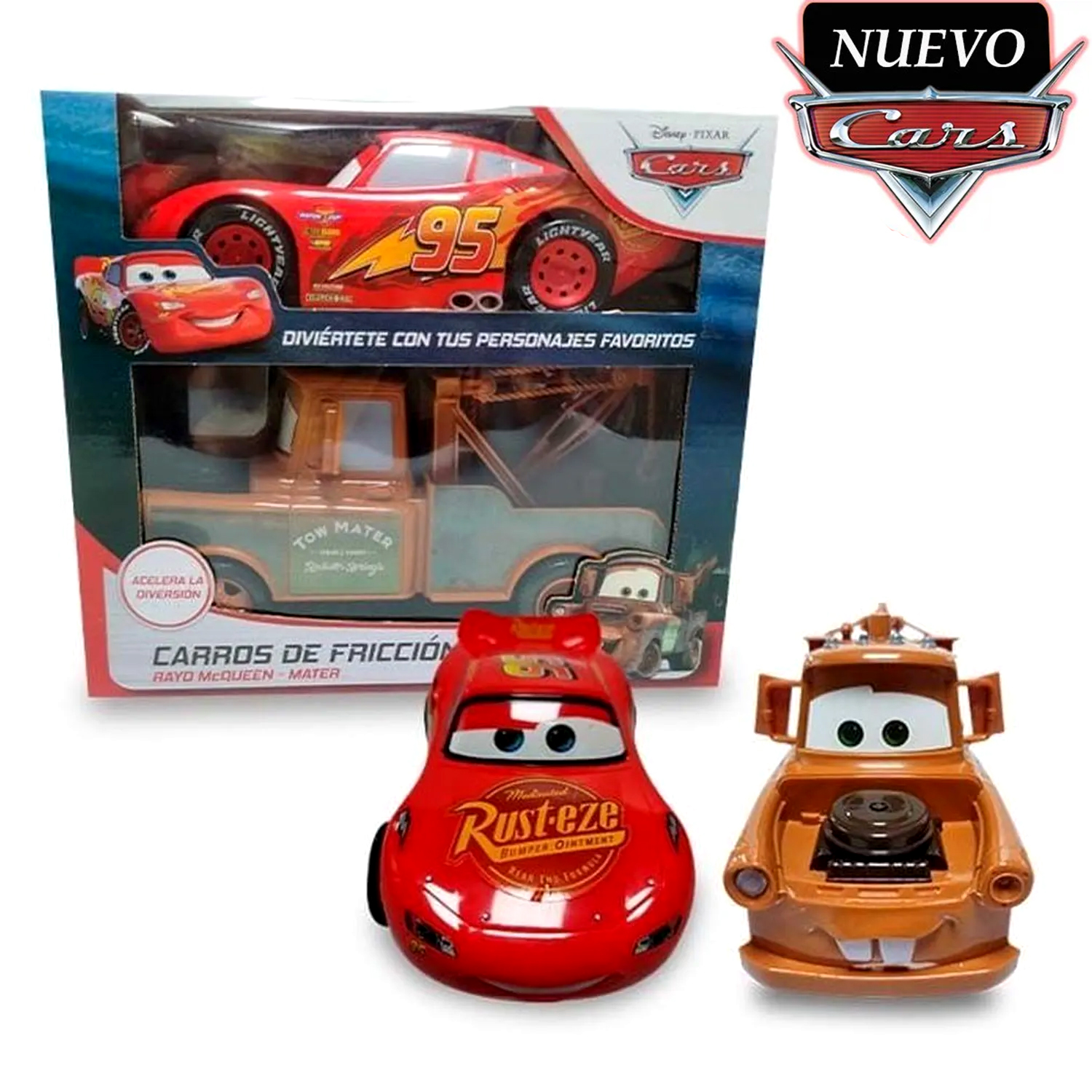 JUGUETE COCHES DE FRICCION RAYO MCQUEEN Y MATER CARS 6777-14 - 1