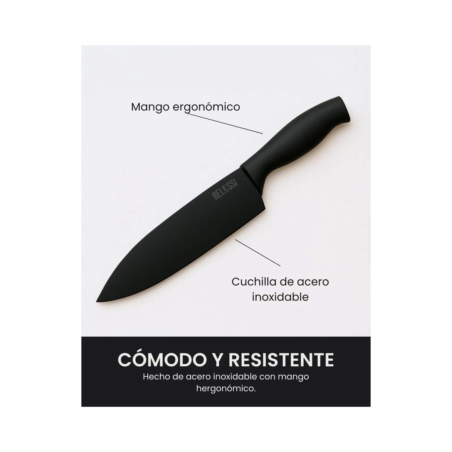 SET DE CUCHILLOS BELESSI (5 PIEZAS) + ORGANIZADOR ACRÍLICO - 2