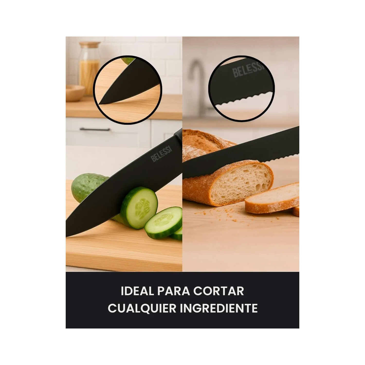 SET DE CUCHILLOS BELESSI (5 PIEZAS) + ORGANIZADOR ACRÍLICO - 3