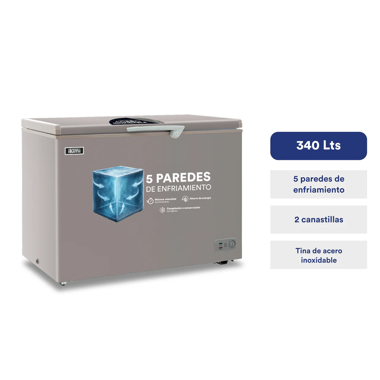 CONGELADOR CON TINA DE ACERO INOXIDABLE DE 340 LITROS TFI-3400DG - 3