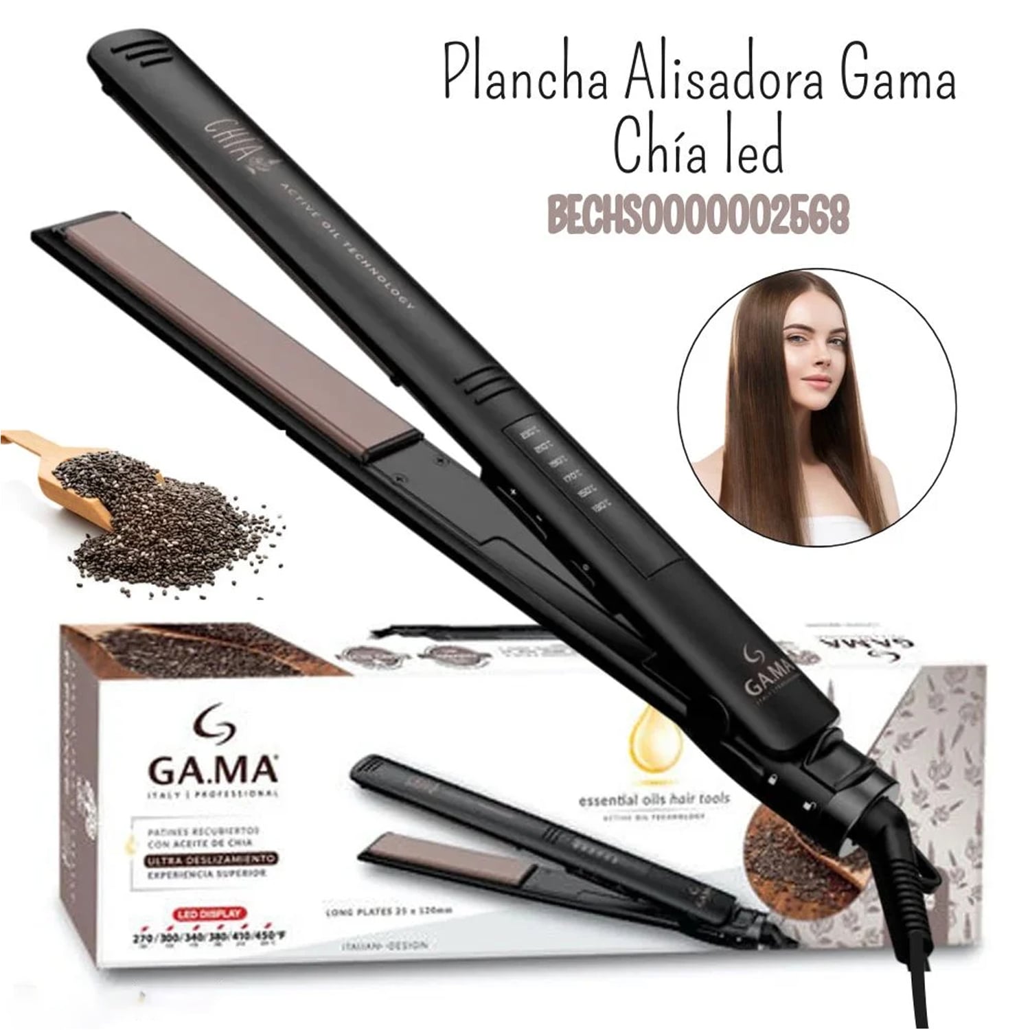 PLANCHA ALISADORA GAMA ELEGANCE LED CHÍA BECHS0000002568 - 1