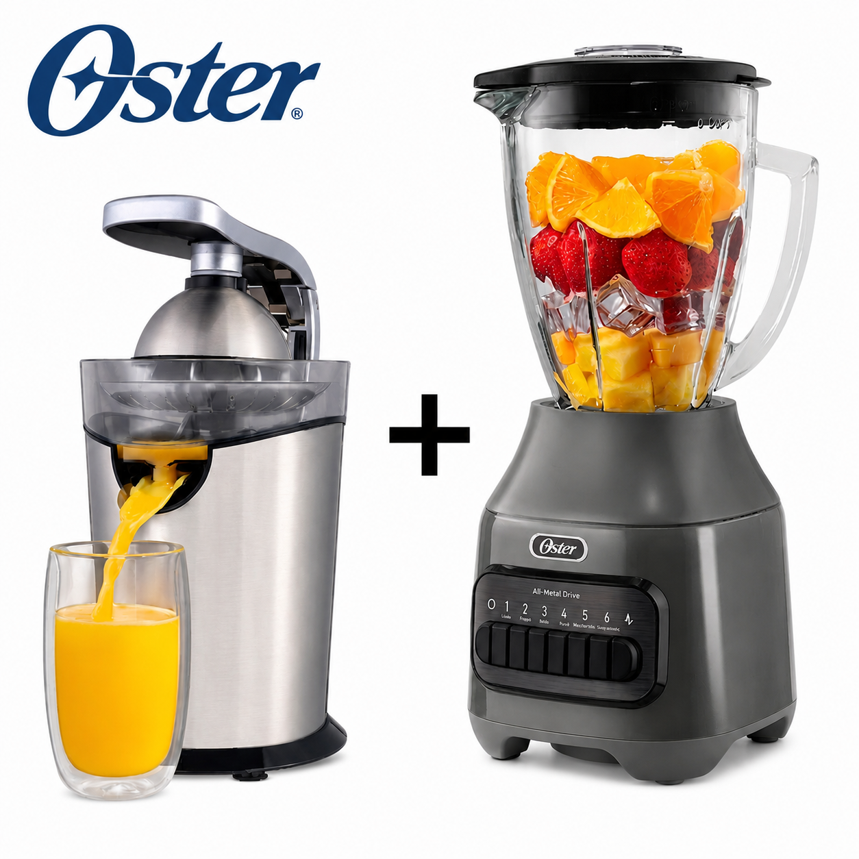 COMBO OSTER LICUADORA 6 VELOCIDADES BLSTPEG-GPB + EXPRIMIDOR DE CÍTRICOS FPSTJU4200 - 1