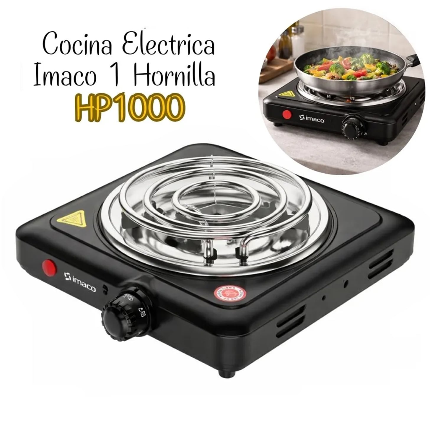 COCINA ELÉCTRICA DE MESA 1HORNILLA HP1000 NEGRO - 1