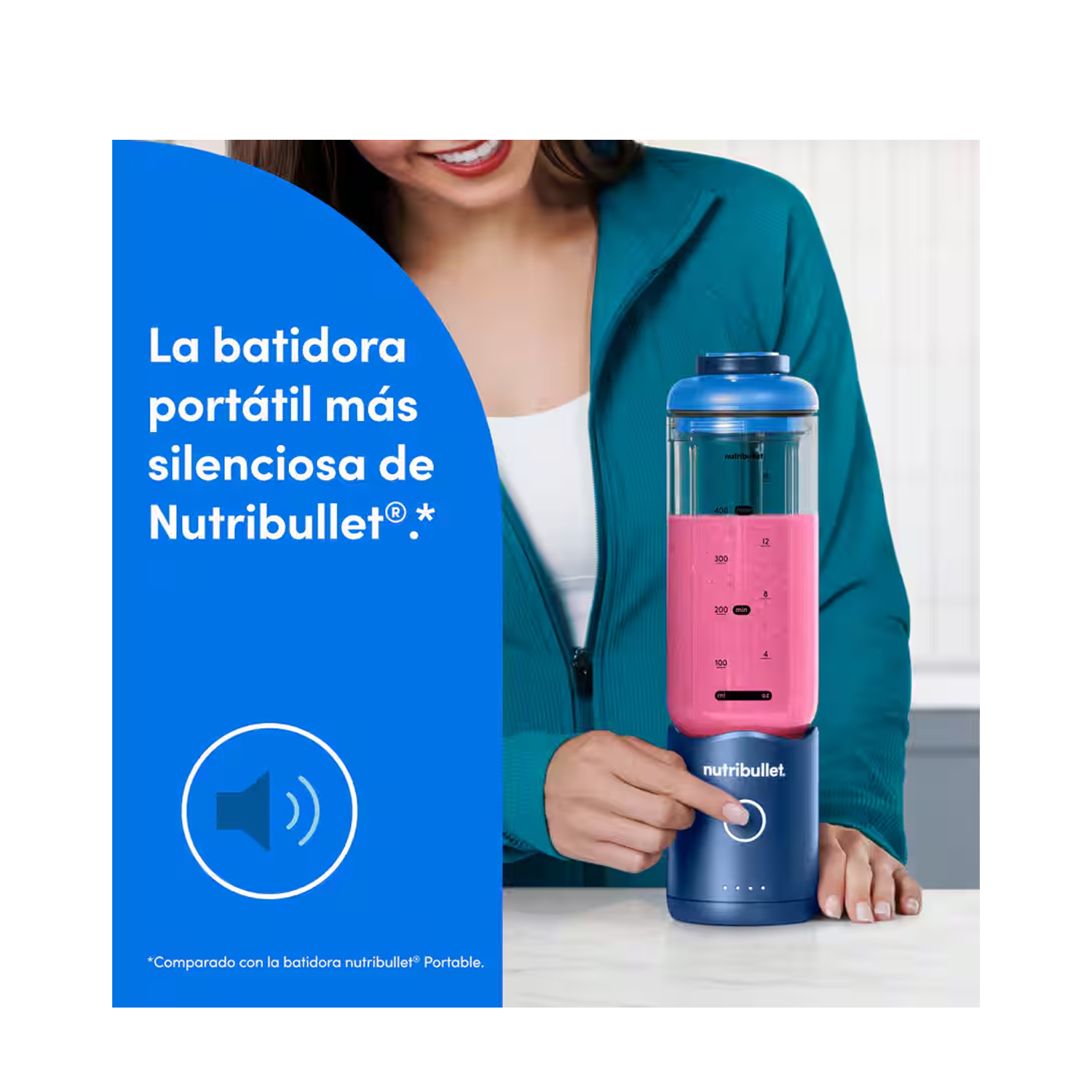 LICUADORA PORTÁTIL NUTRIBULLET FLEX 650 ML PARA SMOOTHIES Y BATIDOS AZUL - 6