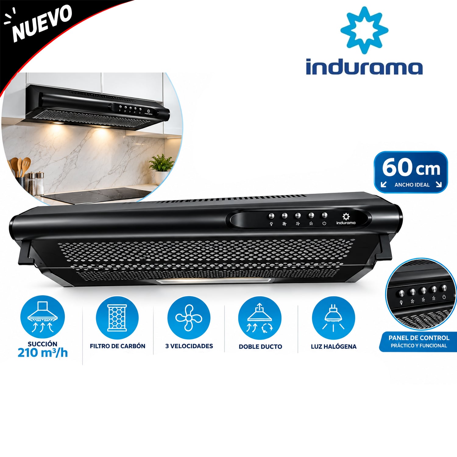 CAMPANA EXTRACTORA 3 VELOCIDADES CEI-602NE - 1