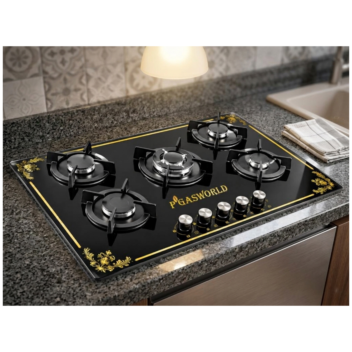 COCINA EMPOTRABLE PGAS 5 QUEMADORES VIDRIO TEMPLADO 90CM - 4