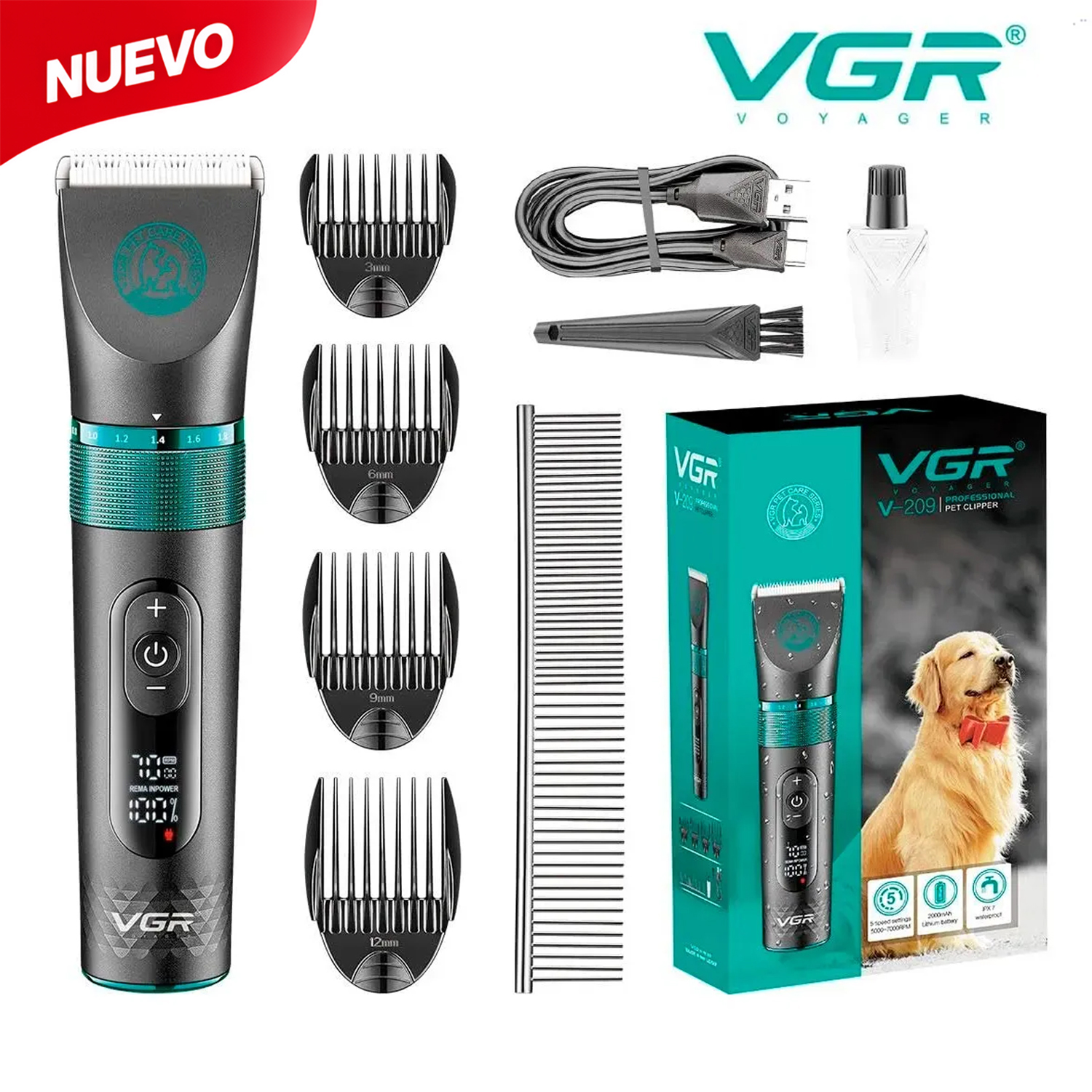 MÁQUINA CORTADOR DE PELO INALÁMBRICA PARA MASCOTA VGR V-209 - 1