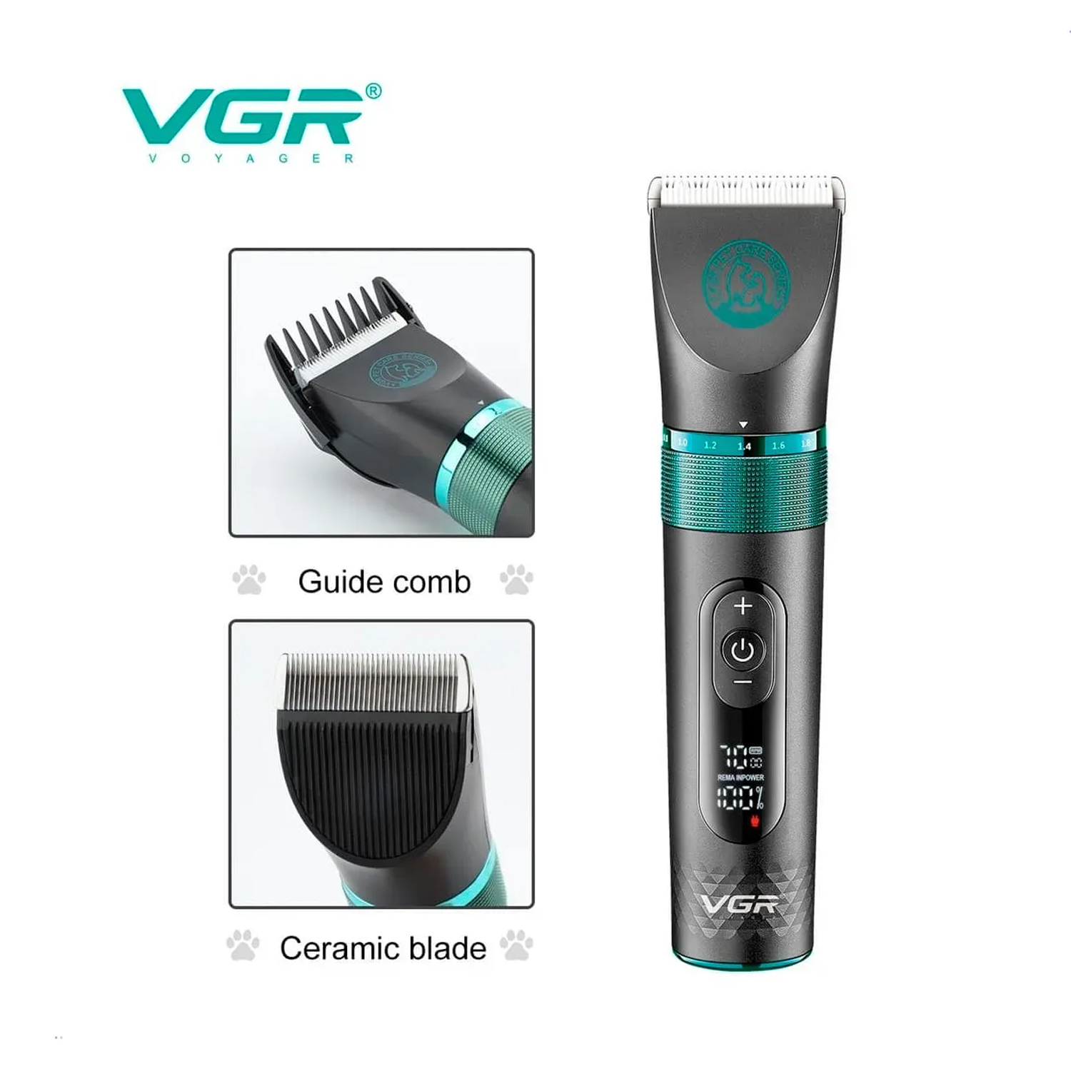 MÁQUINA CORTADOR DE PELO INALÁMBRICA PARA MASCOTA VGR V-209 - 6