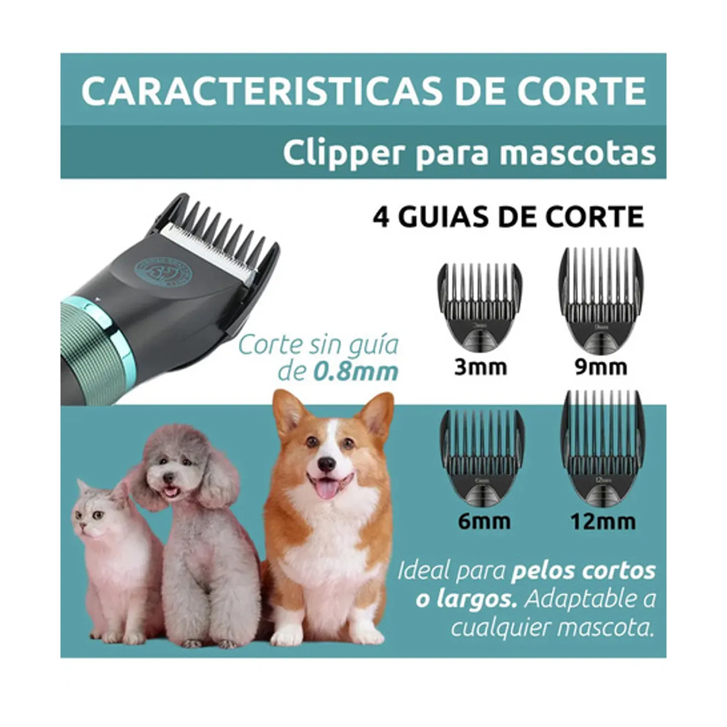 MÁQUINA CORTADOR DE PELO INALÁMBRICA PARA MASCOTA VGR V-209 - 7