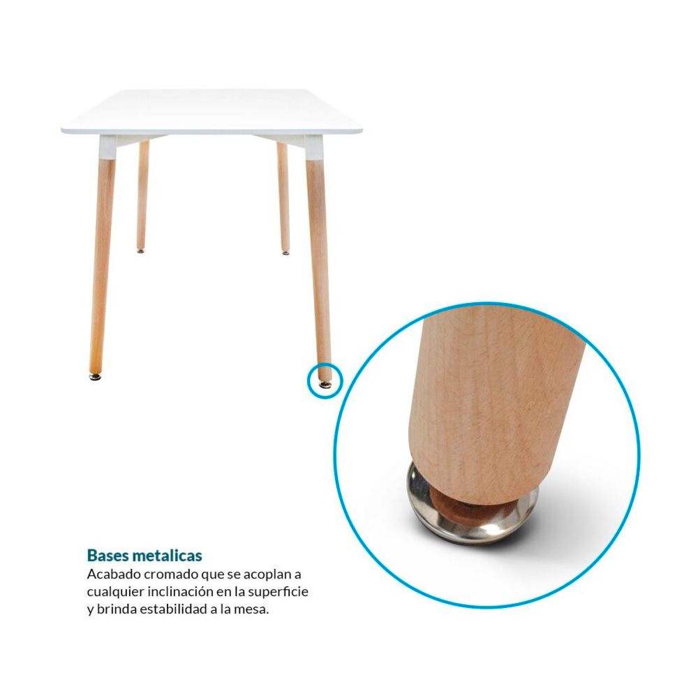 MESA DE COMEDOR 4 PERSONAS LUIGI TABLERO BLANCO 120X80 CM OFIDEAS - 2