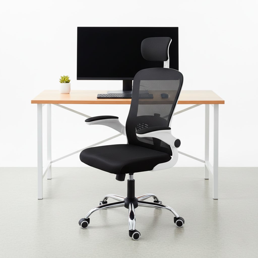 SILLA ERGONÓMICA EVOK BRAZOS ABATIBLES BLANCO/NEGRO OFIDEAS - 4
