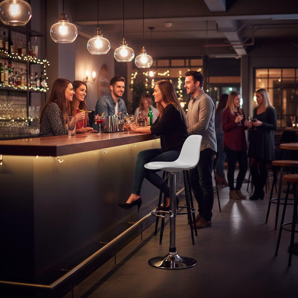 SILLA PARA BAR REGULABLE EN ALTURA BOAT BLANCO OFIDEAS - 6