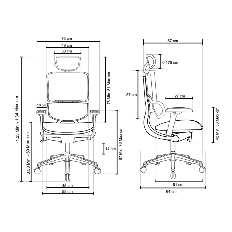 SILLA ERGONÓMICA SLIDER BRAZO 4D MADRID UP DOWN GRIS OFIDEAS - 3