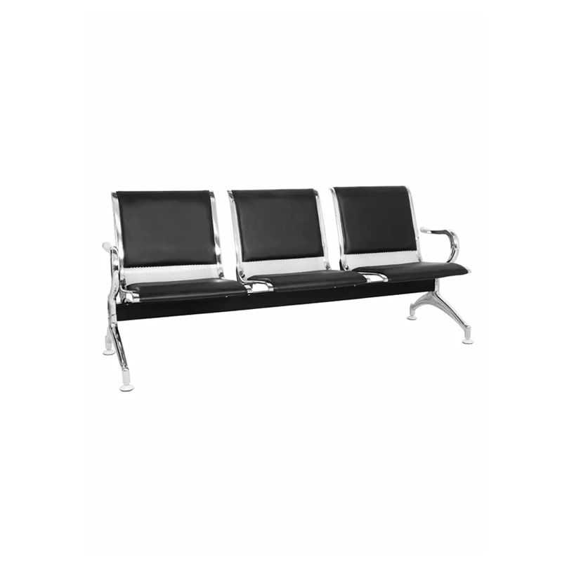TANDEM DE ESPERA AEROPUERTO SEMI TAPIZ NEGRO 3 ASIENTOS OFIDEAS - 1