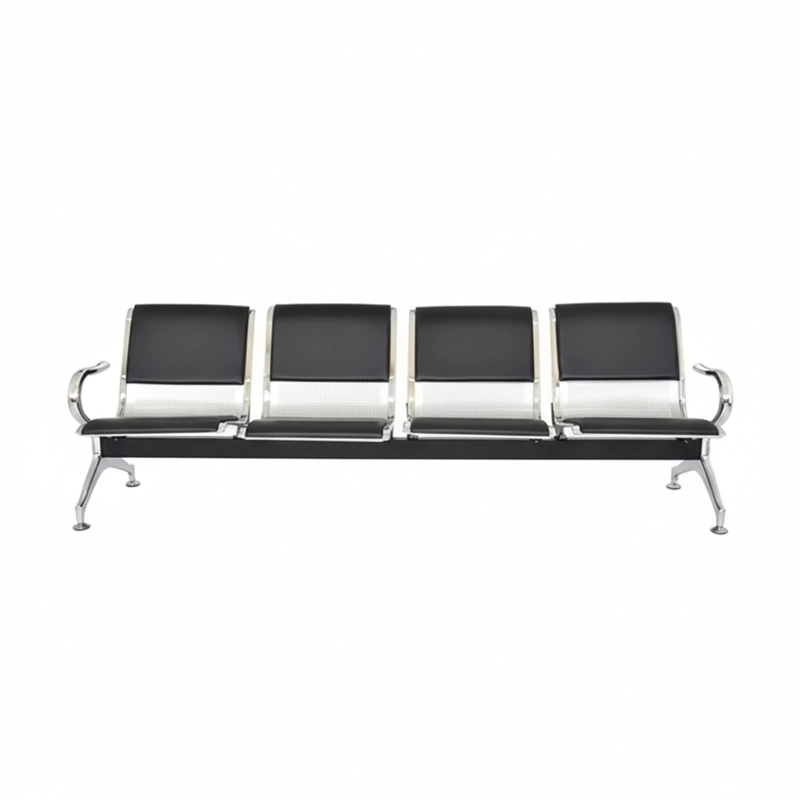 TANDEM DE ESPERA AEROPUERTO SEMI TAPIZ NEGRO 4 ASIENTOS OFIDEAS - 1