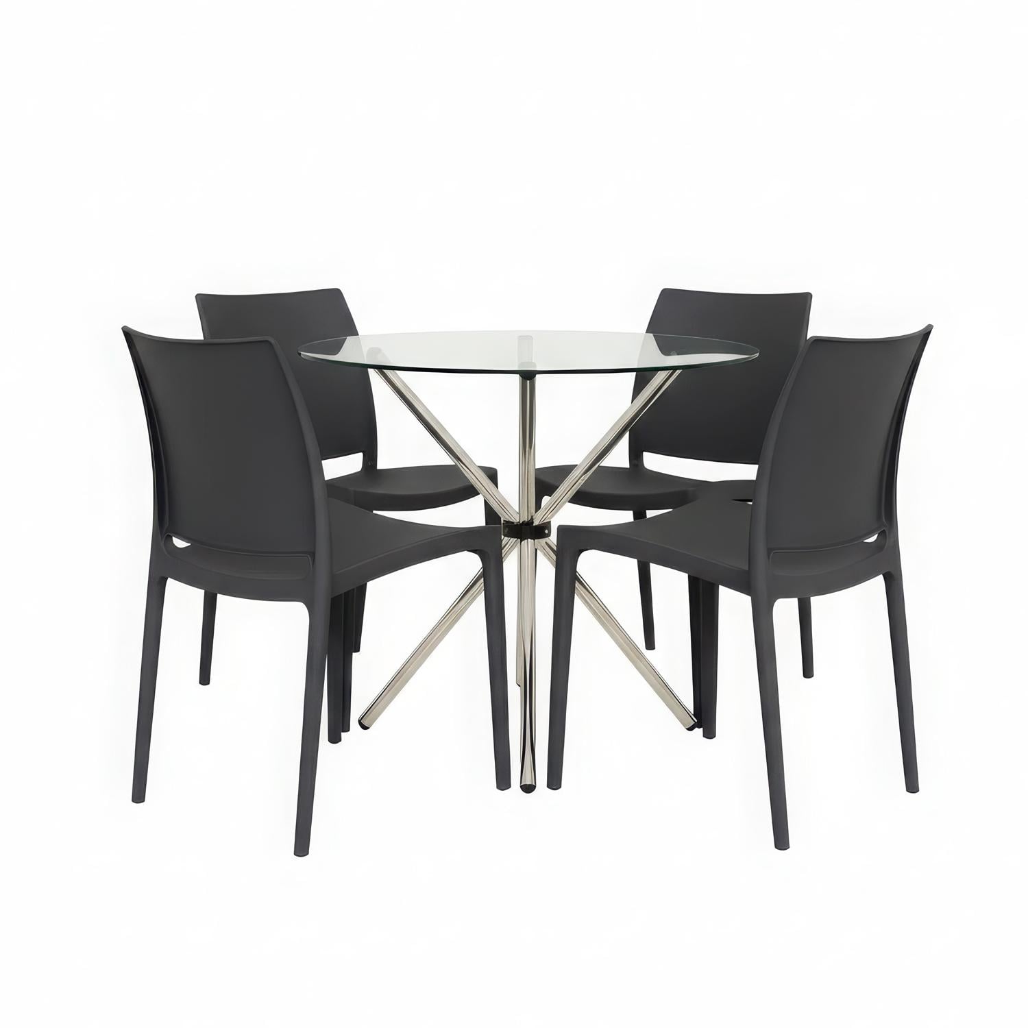 JUEGO DE COMEDOR DOMUS NEGRO 4 ASIENTOS OFIDEAS - 1