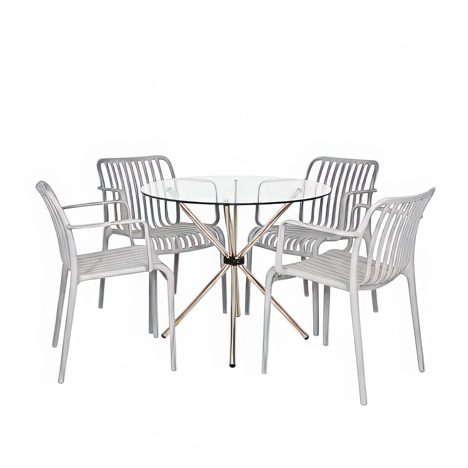 JUEGO DE COMEDOR LORVA GRIS 4 ASIENTOS OFIDEAS - 1