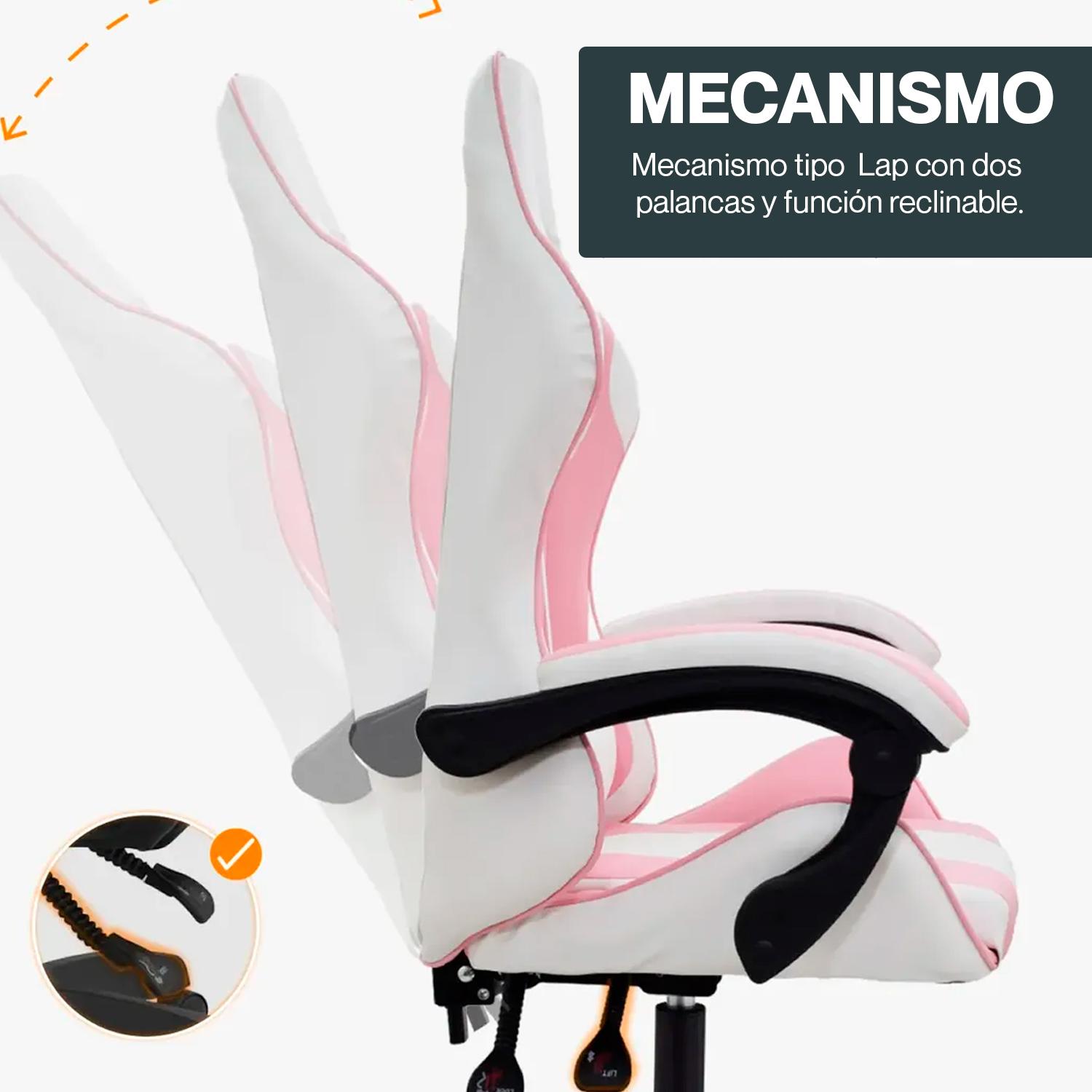 SILLA GAMER BYD BLANCO/ROSA OFIDEAS - 4