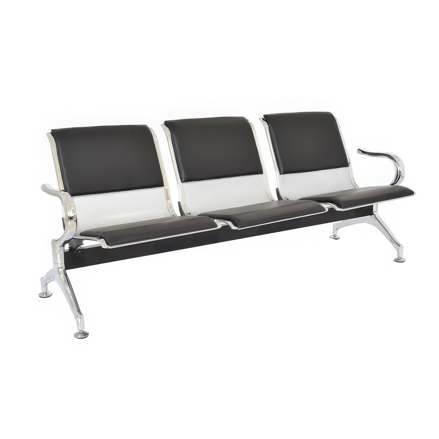 TANDEM AEROPUERTO SEMI TAPIZ NEGRO 3 ASIENTOS OFIDEAS - 1