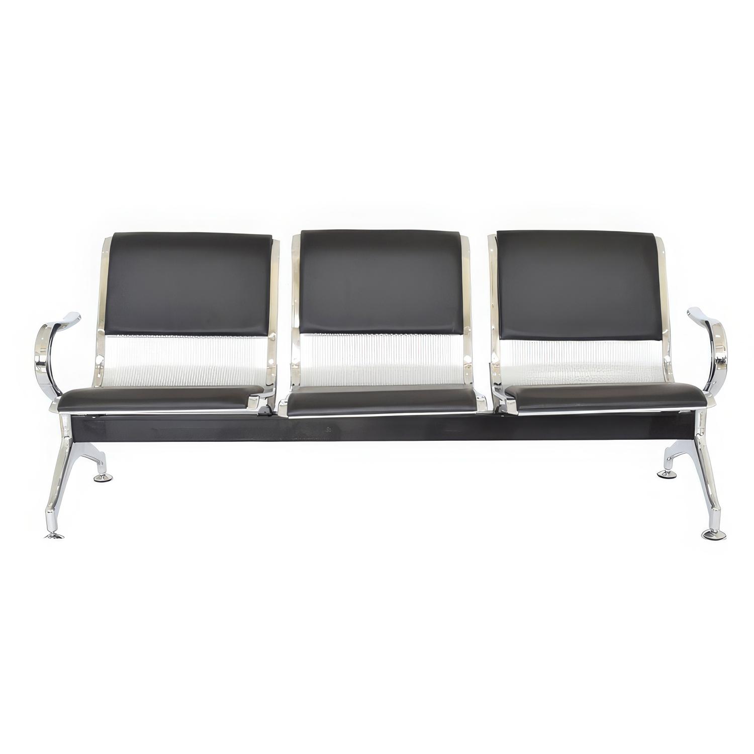 TANDEM AEROPUERTO SEMI TAPIZ NEGRO 3 ASIENTOS OFIDEAS - 2