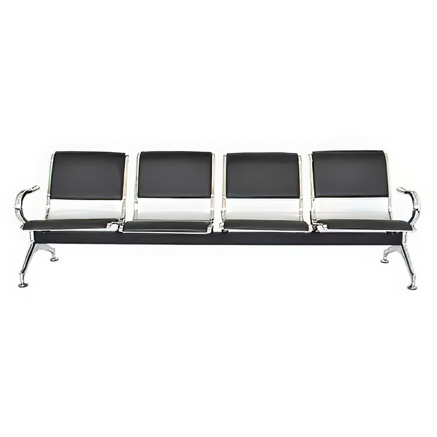 TANDEM AEROPUERTO SEMI TAPIZ NEGRO 4 ASIENTOS OFIDEAS - 2