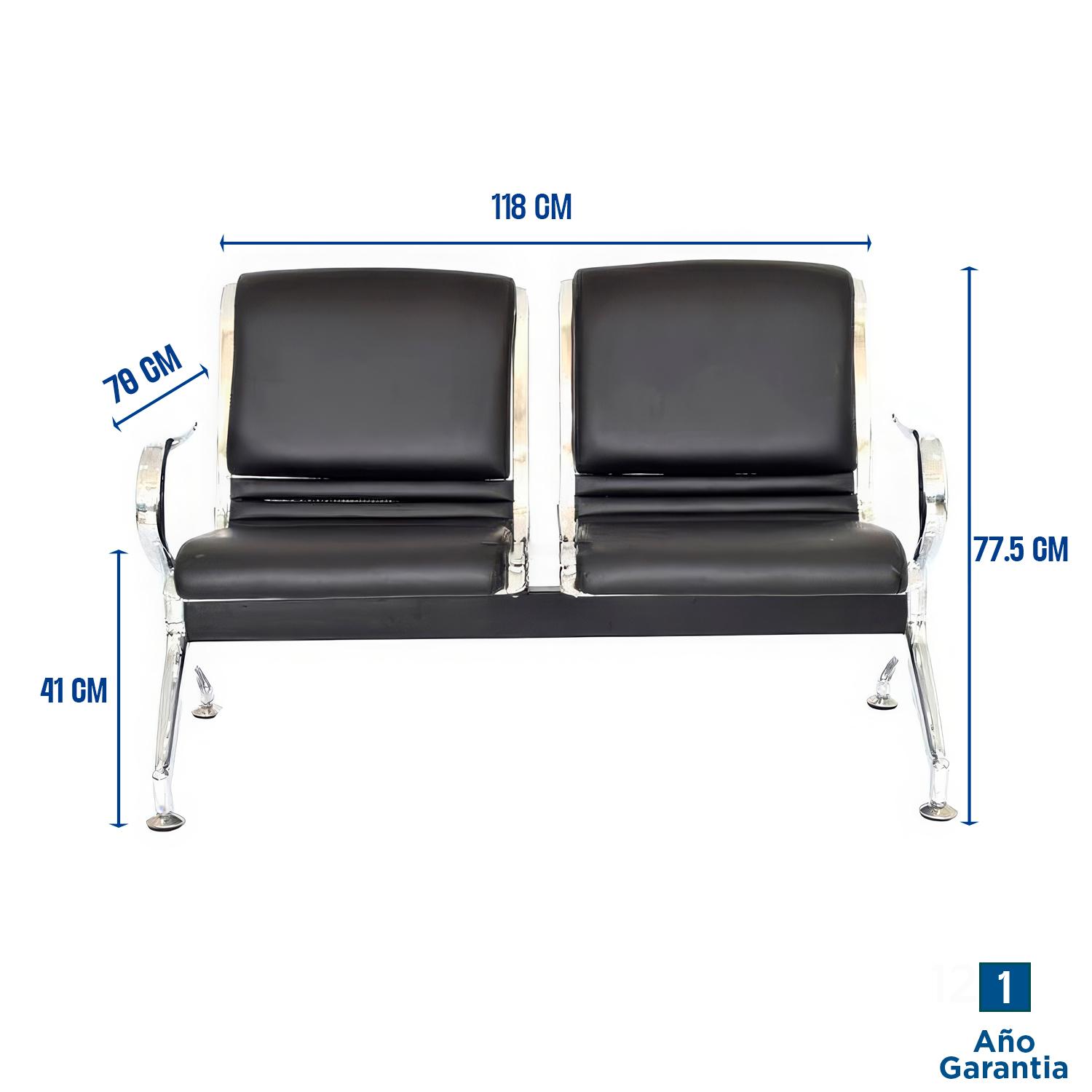 TANDEM AEROPUERTO FULL TAPIZ NEGRO 2 ASIENTOS OFIDEAS - 3