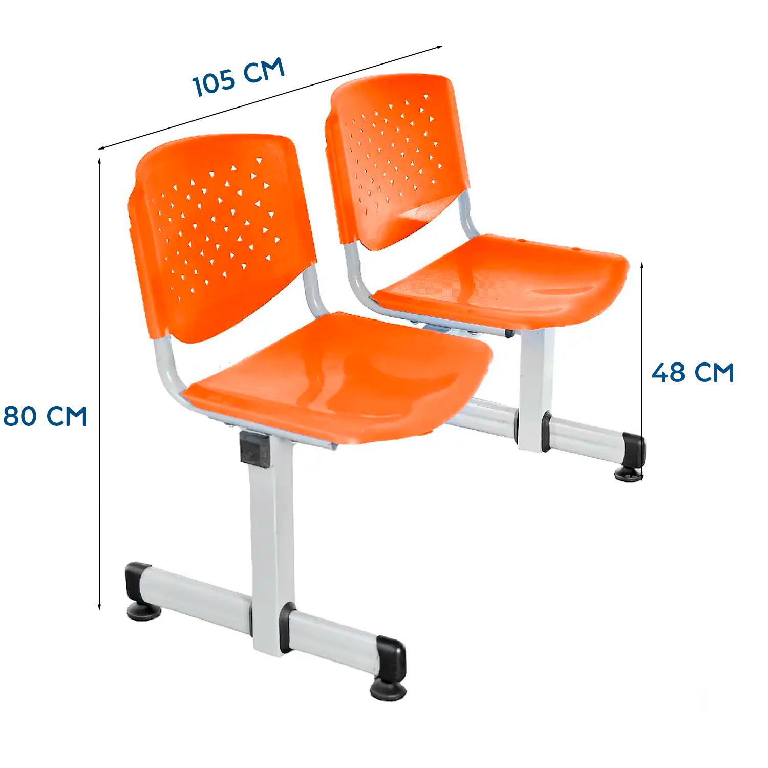 BANQUETA DE ESPERA PRISMA VE NARANJA 2 ASIENTOS EG OFIDEAS - 2