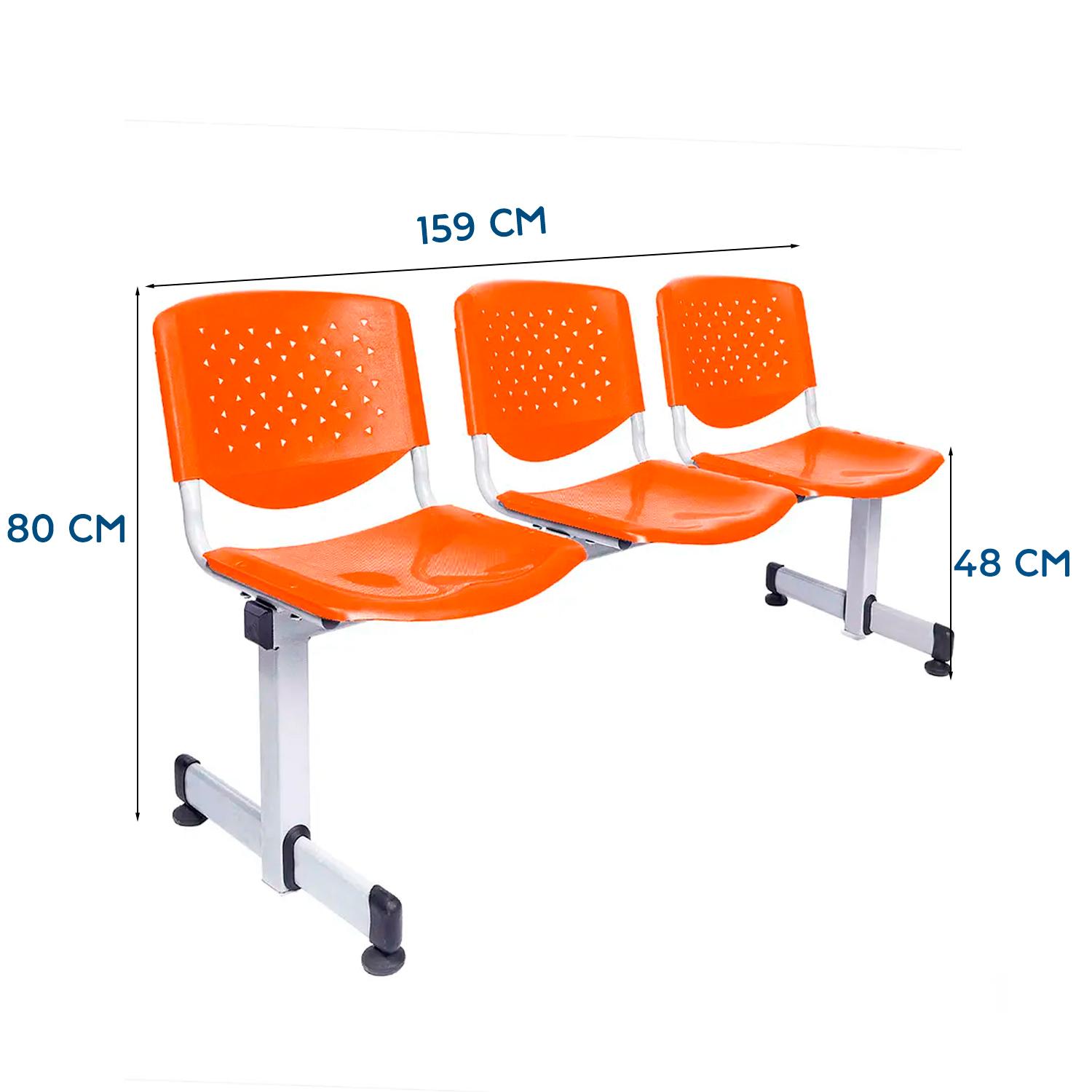 BANQUETA DE ESPERA PRISMA VE NARANJA 3 ASIENTOS EG OFIDEAS - 2