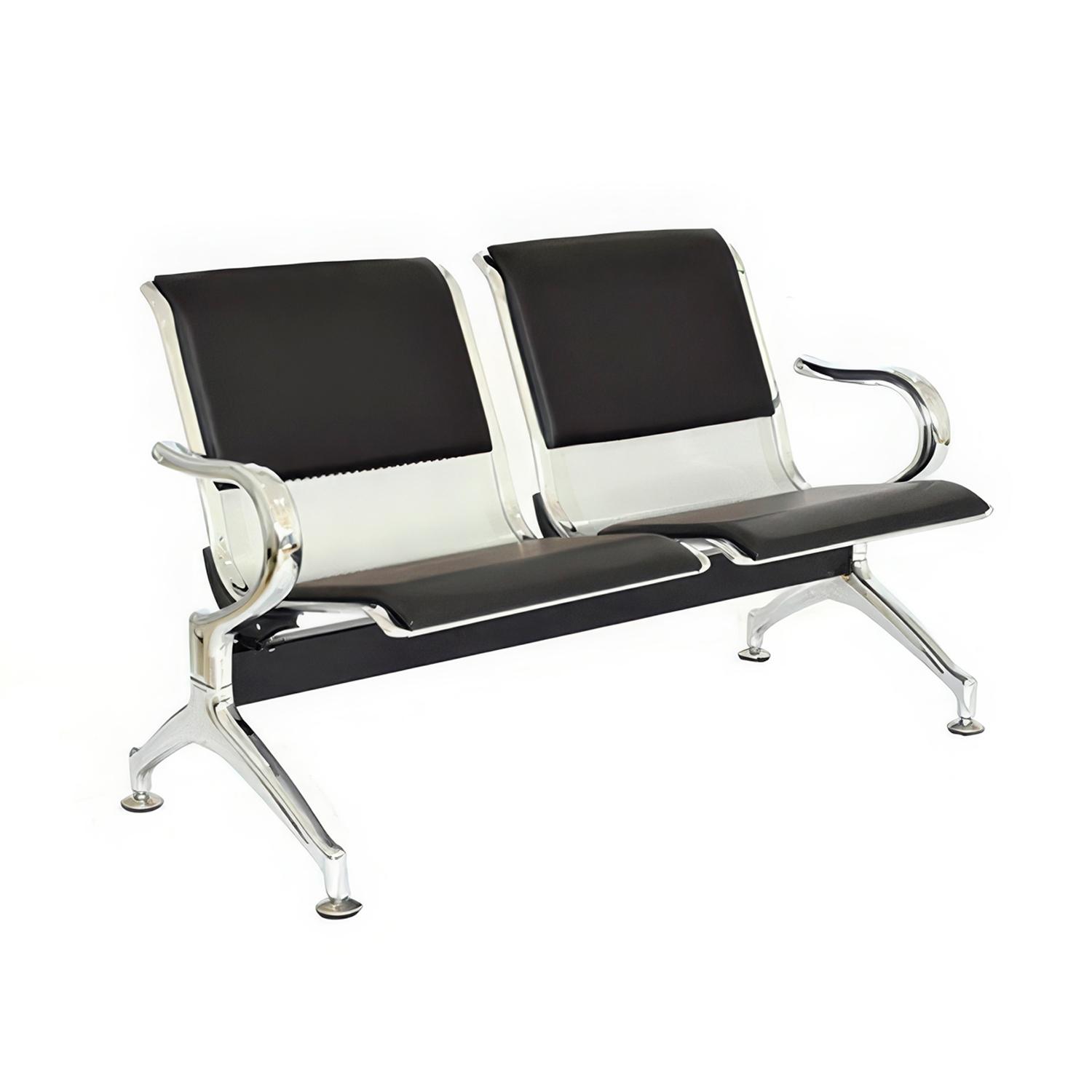 TANDEM AEROPUERTO SEMI TAPIZ NEGRO 2 ASIENTOS OFIDEAS - 1