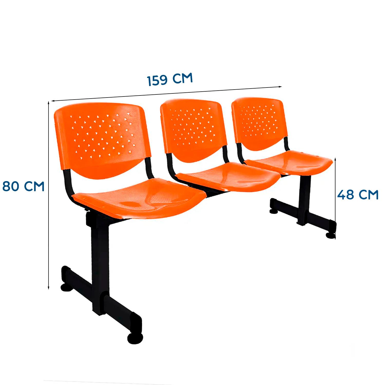 BANQUETA DE ESPERA PRISMA VE NARANJA 3 ASIENTOS EN OFIDEAS - 2