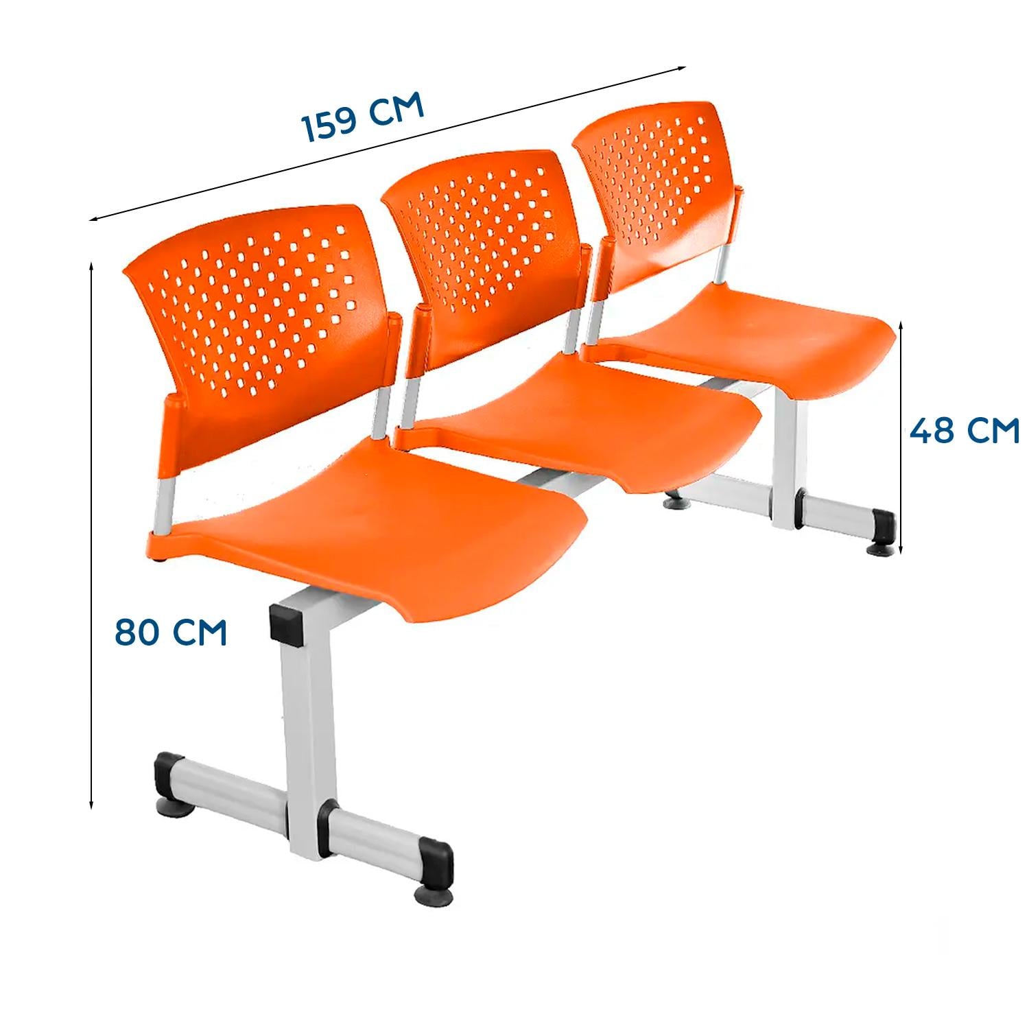 BANQUETA DE ESPERA BUTTERFLY VE NARANJA 3 ASIENTOS EG OFIDEAS - 2